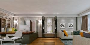 萬(wàn)科大廈欣悅化妝品公司，白與黃的搭配，簡(jiǎn)約、大氣！